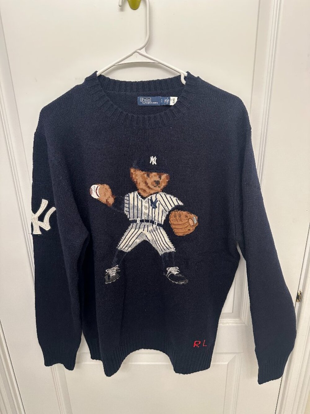 Polo by Ralph Lauren Navy Blue New York Yankees Bear Knit Sweater
